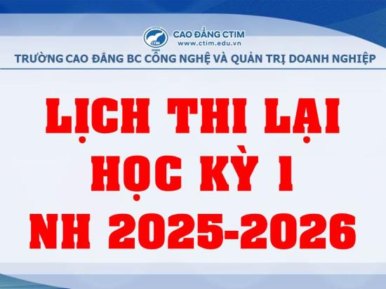 Thông báo lịch thi lại học kỳ 1 năm học 2025-2026